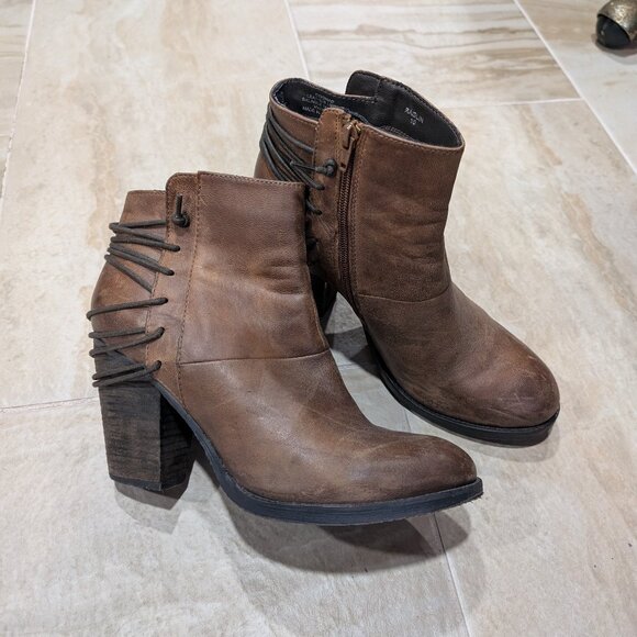 Steve Madden Raglin Brown Bootie Women's 10 Cognac Leather Fall Autumn Boots - Picture 1 of 5